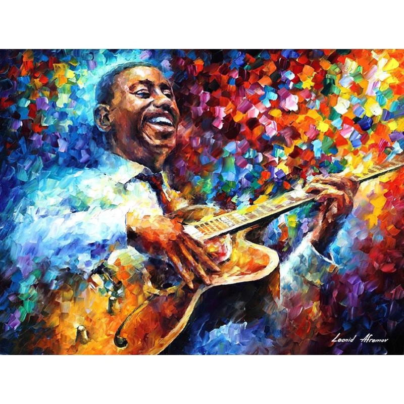 Gallery value USD6900 GEORGE BENSON - PALETTE KNIFE Oil Painting On Canvas By Leonid Afremov